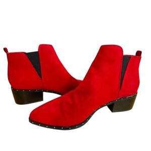 Bar III Red and Black Ankle Booties with Elastic Panels